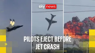 Dramatic footage shows jet crashing in Wales
