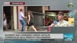 Detalles sobre incendio que afectó varios locales comerciales en antiguo edificio en San Pedro Sula