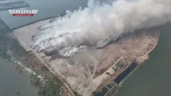 Масштабный пожар на полигоне твердых бытовых отходов в Навотасе, запечатленный дроном UNTV Drone ...