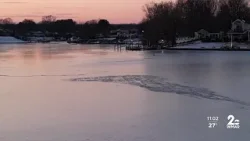 Crews rescue two people who fell through ice on Gunpowder River