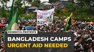 Rohingya refugees rally in Bangladesh camp, demand more international aid