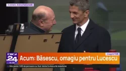 Traian Băsescu - omagiu la catafalcul antrenorului Mircea Lucescu