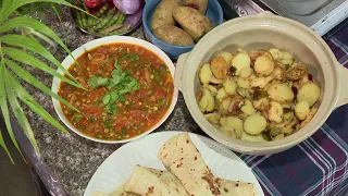 Puranya Pakwan - Potato Fricassee & Rougaille Barbat