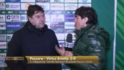 Pescara - Virtus Entella 3-0, Sebastiani: “Purtoppo non si può fare ricorso per i tifosi”