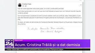 Cristina Trăilă a demisionat din Guvern. Cum comentează acuzațiile din dosarul DNA