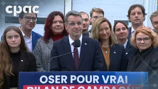 Quebec Conservative Leader Éric Duhaime speaks with reporters in Quebec City – October 2, 2026