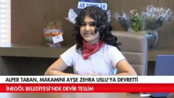 İnegöl Belediye Başkanı Alper Taban,  makamını öğrenci Ayşe Zehra Uslu'ya devretti