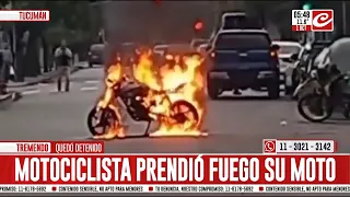 Unbelievable: Man gets angry at traffic officers and sets his own motorcycle on fire