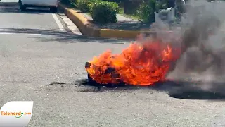 Encienden neumáticos en sector Las Flores de SFM