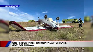 1 taken to hospital after small plane leaves runway