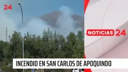 Incendio forestal en San Carlos de Apoquindo: Helicópteros apoyan el trabajo de Bomberos