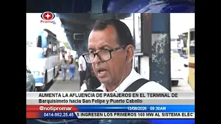 Passenger traffic increases at the Barquisimeto Terminal to San Felipe and Puerto Cabello