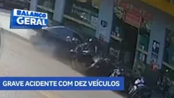 Accident involving ten vehicles captured on camera in Porto Velho