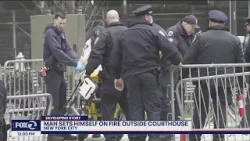Man sets himself on fire outside Trump's hush money trial in New York
