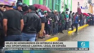 Hundreds of Hondurans gather in Intibucá in search of a job opportunity in Spain.