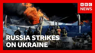 At least 27 dead and hundreds evacuated after strike on Kyiv warehouse | BBC News
