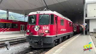 Disentis Müster - Cambio trazione MGB - Rhb  per il Glacier Express PE 906 Brig - St. Moritz