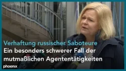 Nancy Faeser zur Verhaftung russischer Saboteure in Deutschland | 18.04.2024