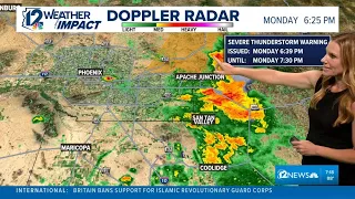 Weather radar over the Valley shows dust and rain
