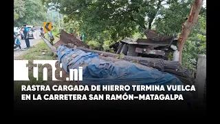Semi-truck goes off the road and is left hanging on the edge of a cliff