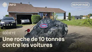 Saint-Barnabé resident installs ten-ton boulder to protect his home