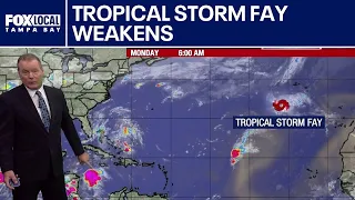 Fay weakens after nearing hurricane strength