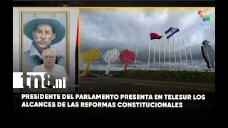 Parliament President Gustavo Porras explains proposed constitutional changes on TeleSur