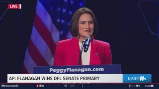 Peggy Flanagan speaks after winning DFL Senate primary