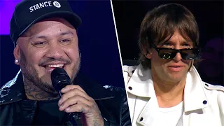 Con su voz de "Coco Basile", Ángel Raschella cautivó a Levinton y Jimena Barón a puro rock