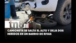 Violento choque en Rivas deja dos lesionados tras brutal impacto entre moto y camioneta