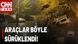 İstanbul'da Kıyamet Filmlerini Aratmayan Görüntüler: Sarıyer'de Araçlar Böyle Sürüklendi!