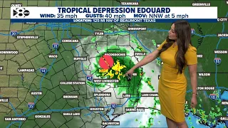 Edouard downgraded to tropical depression, still producing heavy rain - will any reach DFW-area?