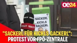 "Sackerl für Kickls Gackerl": Protest vor FPÖ-Zentrale