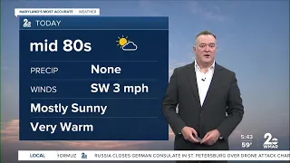 Maryland’s Most Accurate Forecast: Comfortable Tuesday But Then Warming Up
