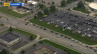 Drivers waiting in long lines for gas in Portage, Indiana
