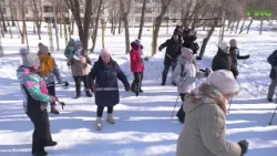 Самарцы занимаются скандинавской ходьбой в парке "Воронежские озера"