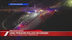 Трасса US 85 закрыта после того, как в Брайтоне в результате аварии, вызвавшей возгорание травы, ...