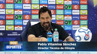 Pablo Vitamina Sánchez, Olimpia head coach, speaks after victory against Vasco Da Gama