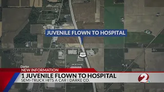 Juvenile flown to hospital after collision with semi in Darke County