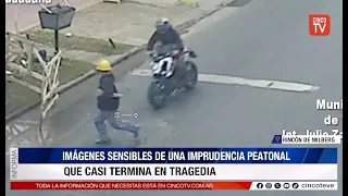 CINCO TV - IMÁGENES SENSIBLES DE UNA IMPRUDENCIA PEATONAL QUE CASI TERMINA EN TRAGEDIA