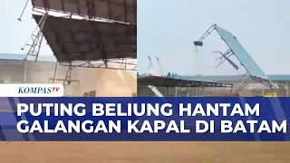 Moments of a Tornado Striking a Shipyard in Batam, Building Roofs Blown Away