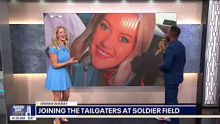Sam checks in at the Bears' South Loop tailgate, which had Cassie's biggest fans
