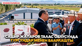 Садыр Жапаров Талас облусунда төө буурчакты кайра иштетүүчү ишкананы ачып, тургундар менен баарлашты