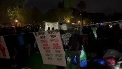 Student protesters set up tents despite warnings from Stanford