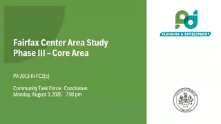 Fairfax Center Area Study Task Force Meeting: Aug. 3, 2026