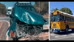 Camioneta sin frenos impacta bus en la carretera a Granada