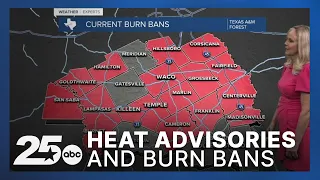 Heat advisories, burn bans and high fire dangers encompass Central Texas
