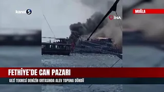 Life-or-Death Struggle in Fethiye! Tour Boat Turns Into a Fireball in the Middle of the Sea