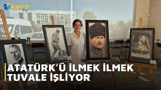 HE IS WEAVING ATATÜRK'S IMAGE, THREAD BY THREAD, ONTO THE CANVAS.