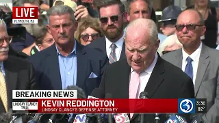 Lindsay Clancy defense attorney answers questions from the media after mistrial